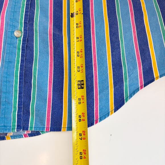 Vintage Unisex Small 80's Retro Bold Striped Short Sleeve Button Down Shirt - Picture 5 of 7